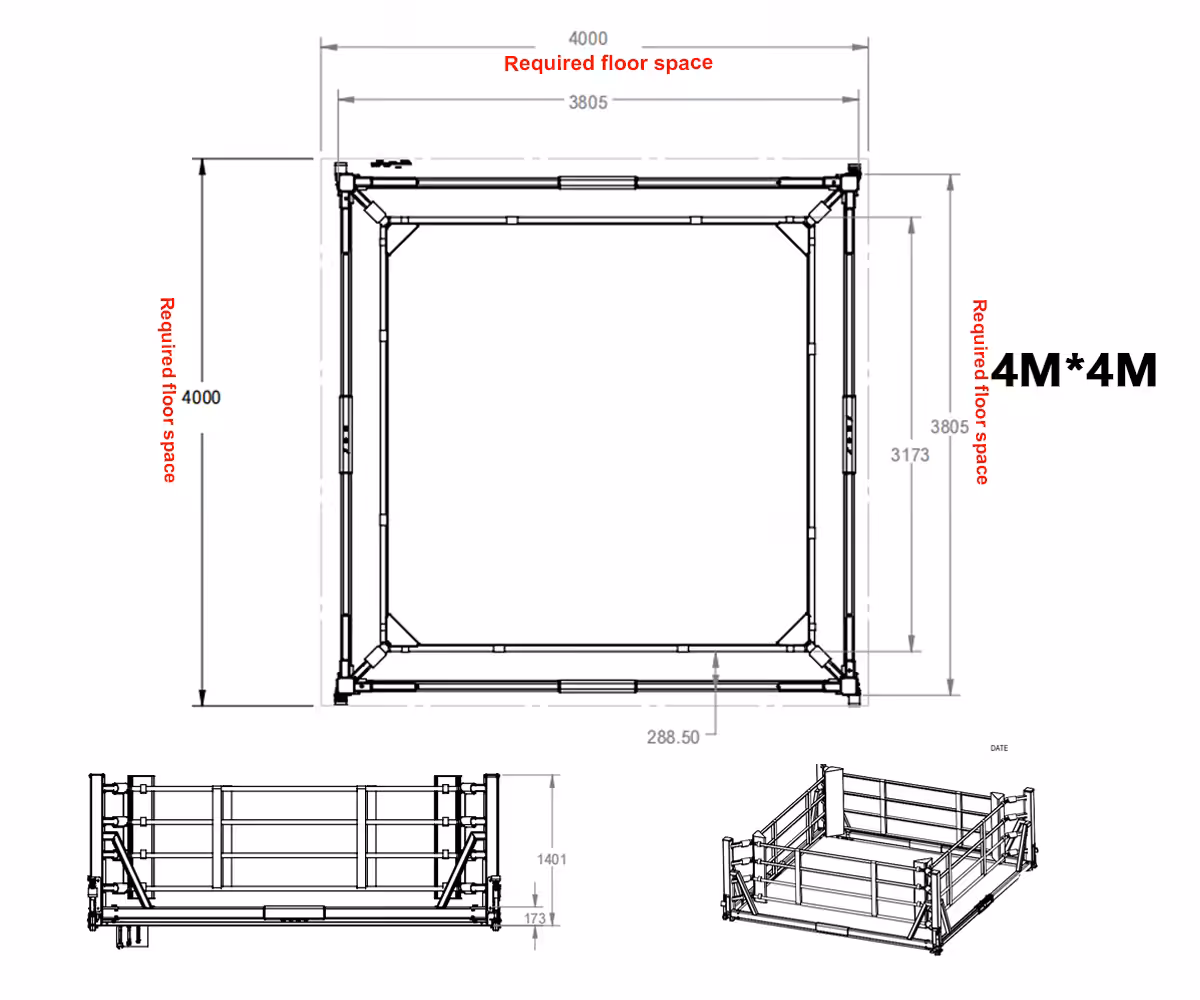 4m foldable boxing ring size