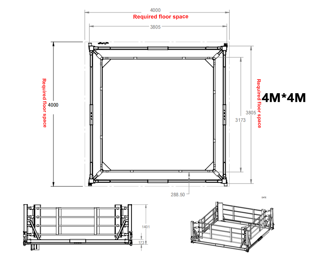 4m foldable boxing ring size
