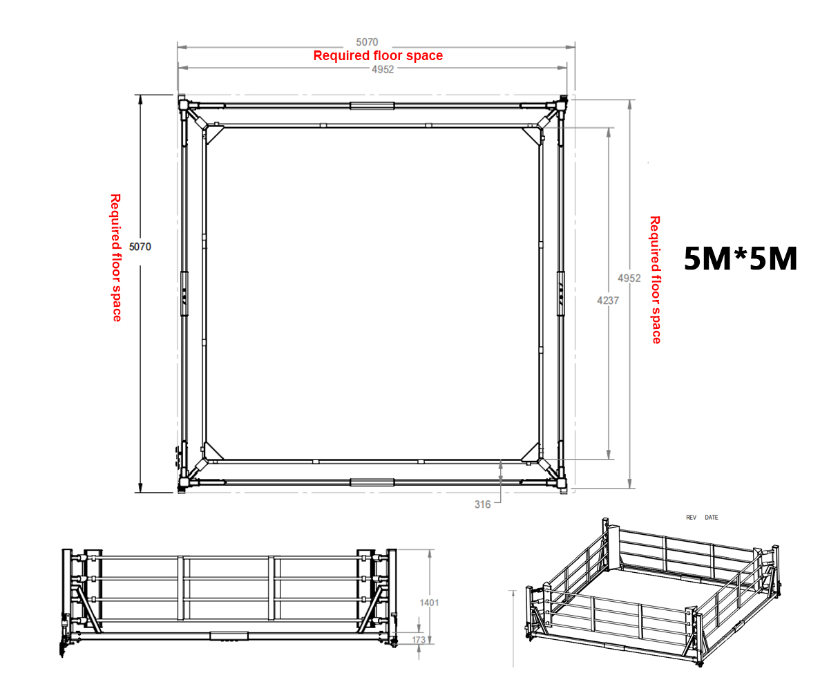 foldable boxing ring size