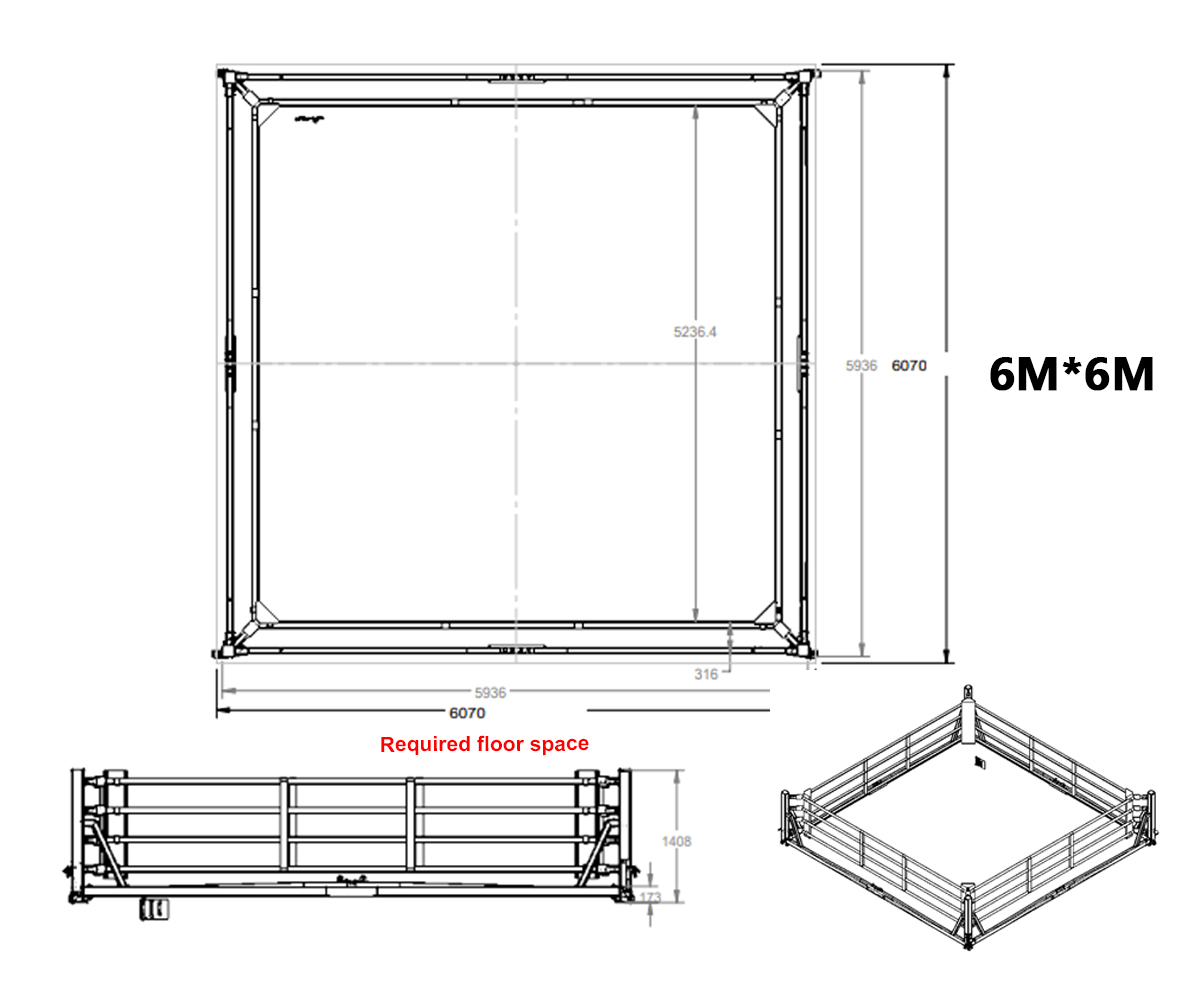 6m foldable boxing ring size