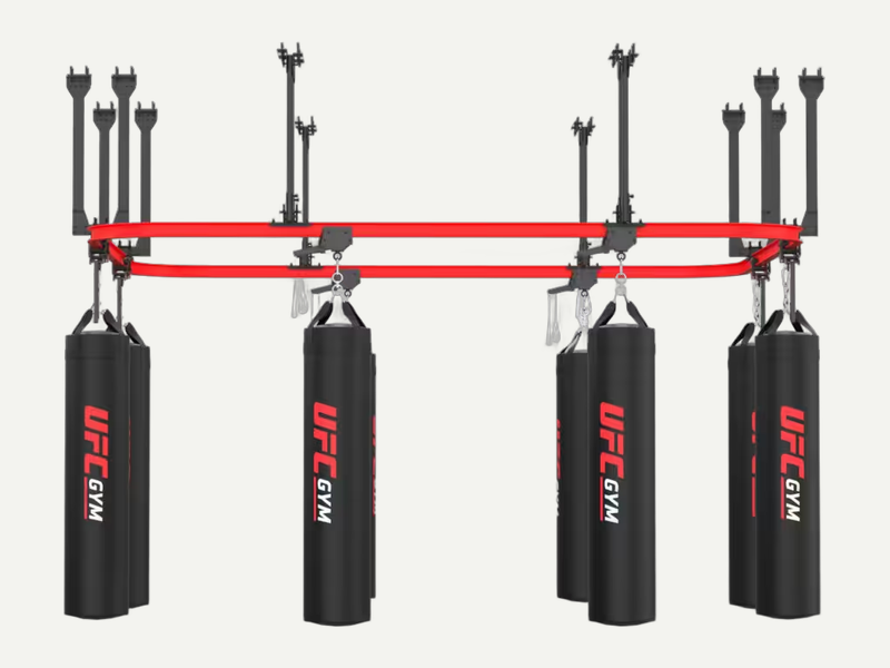 Linear punching bag rack
