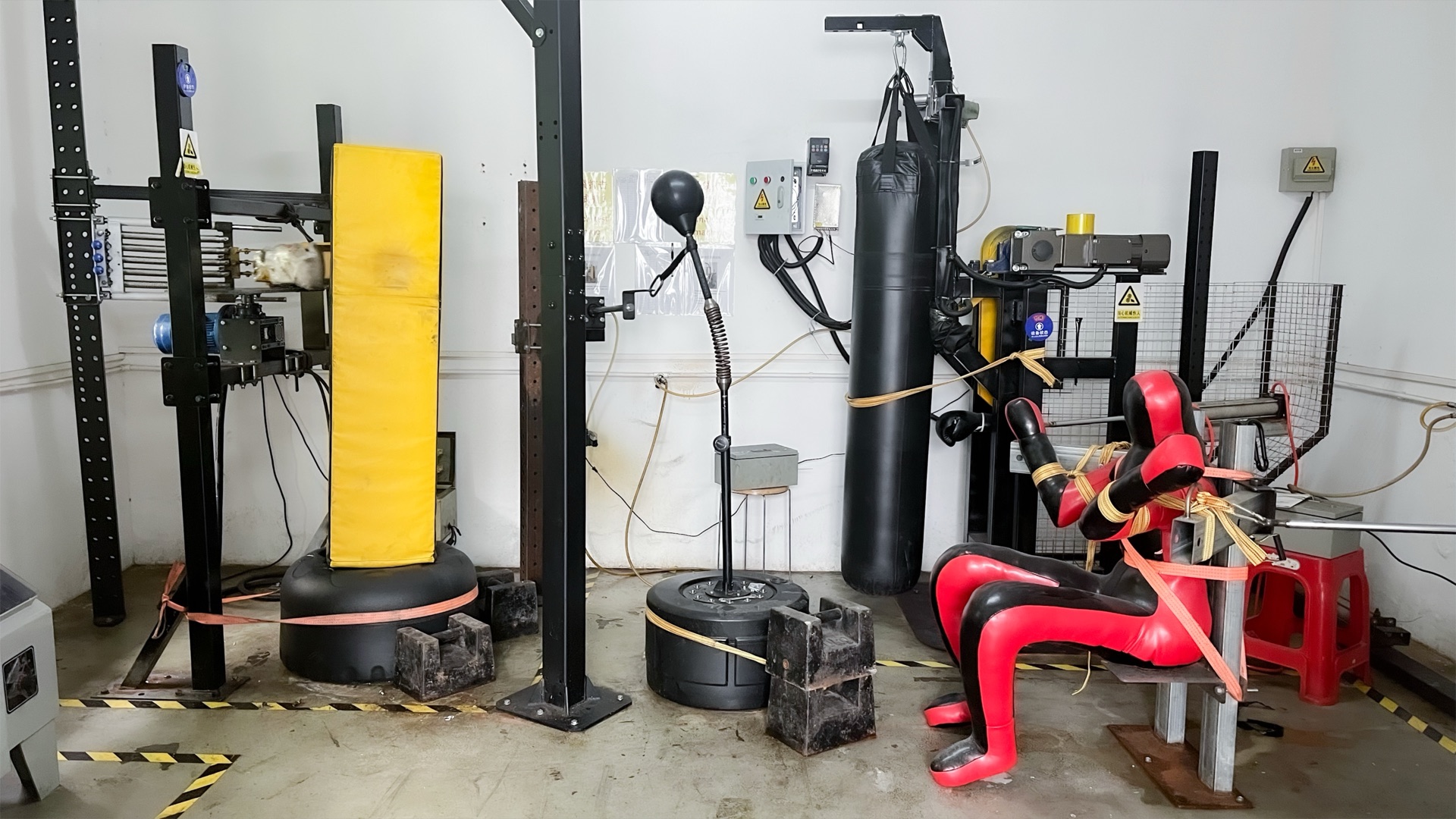 Boxing equipment durability testing station