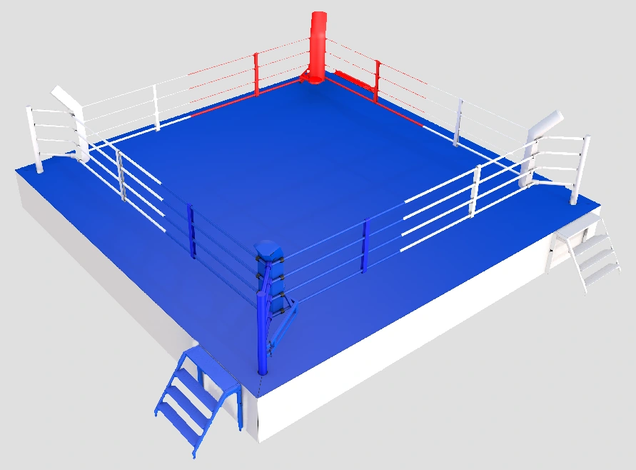 Raised-platform boxing ring with stairs