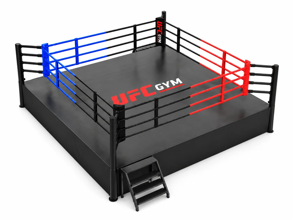 Home 1 Raised-platform commercial boxing ring with custom branding