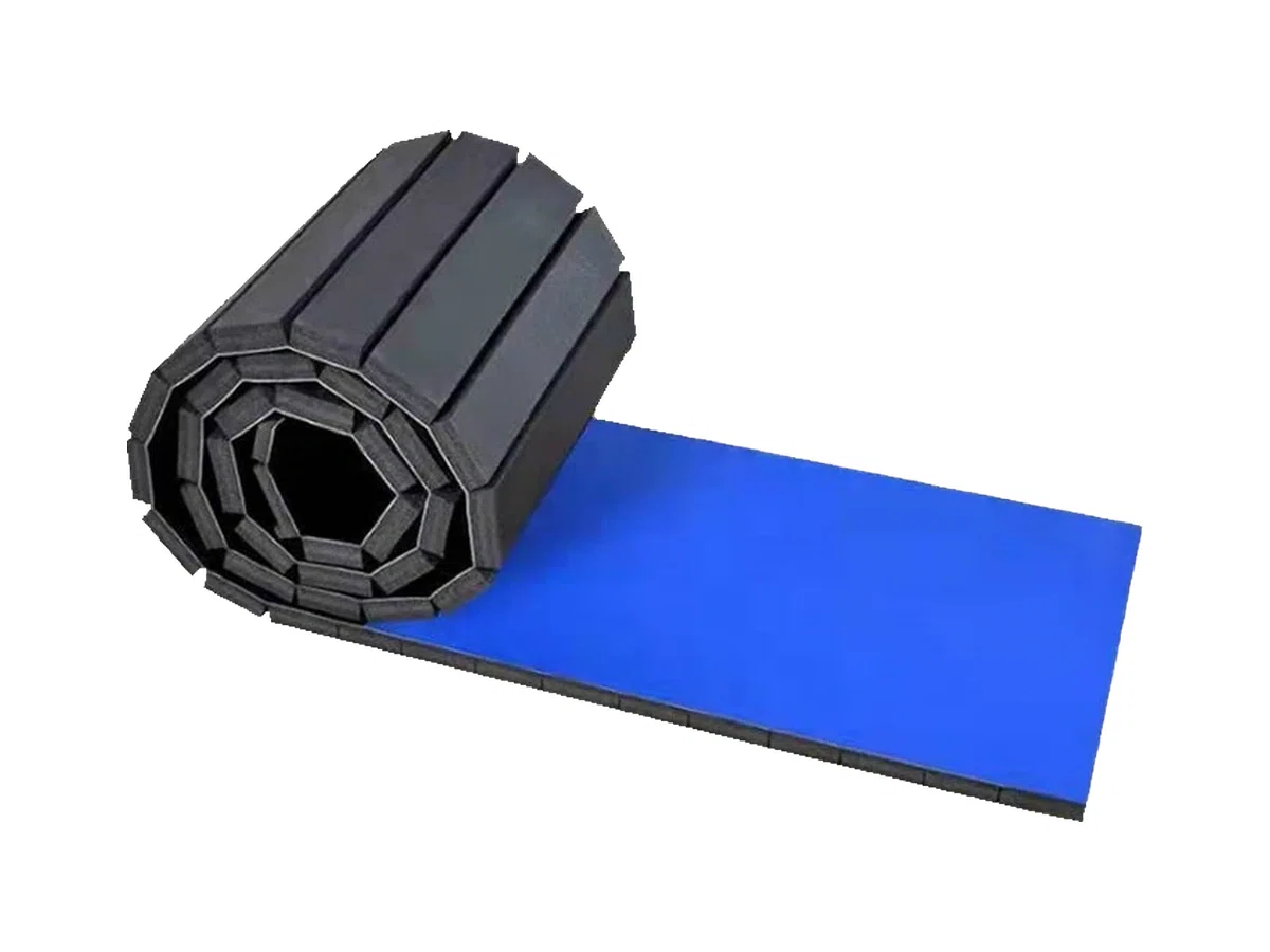Commercial roll-out martial arts mats with high-density XPE foam and non-slip vinyl surface