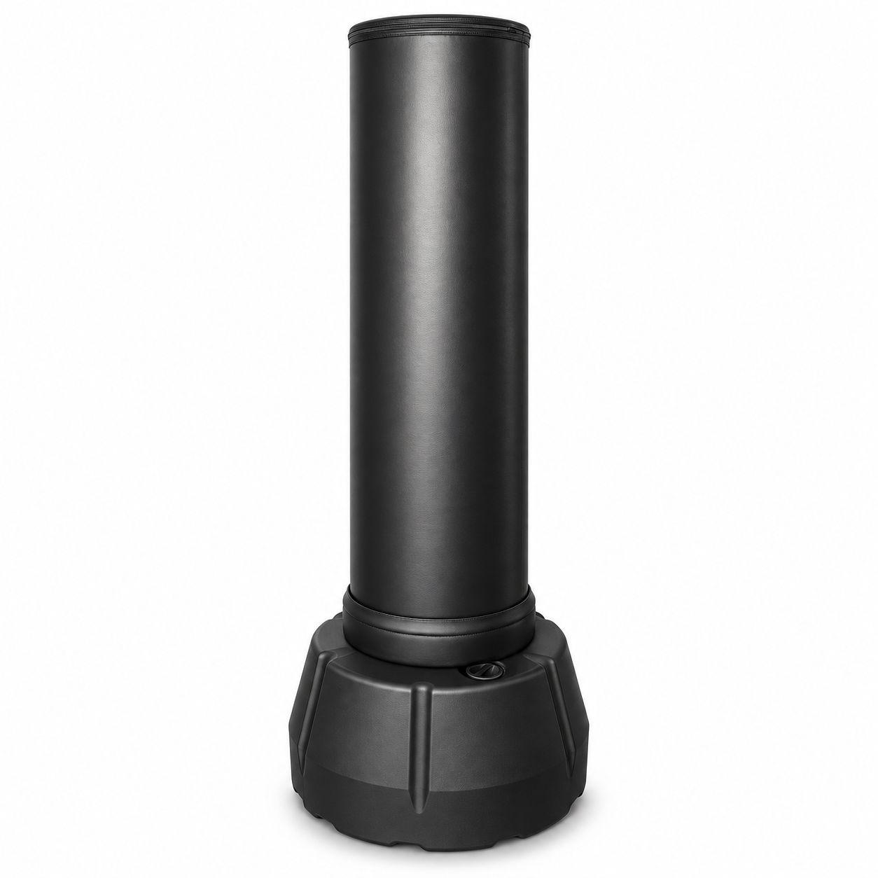 Black freestanding water punching bag on a white background