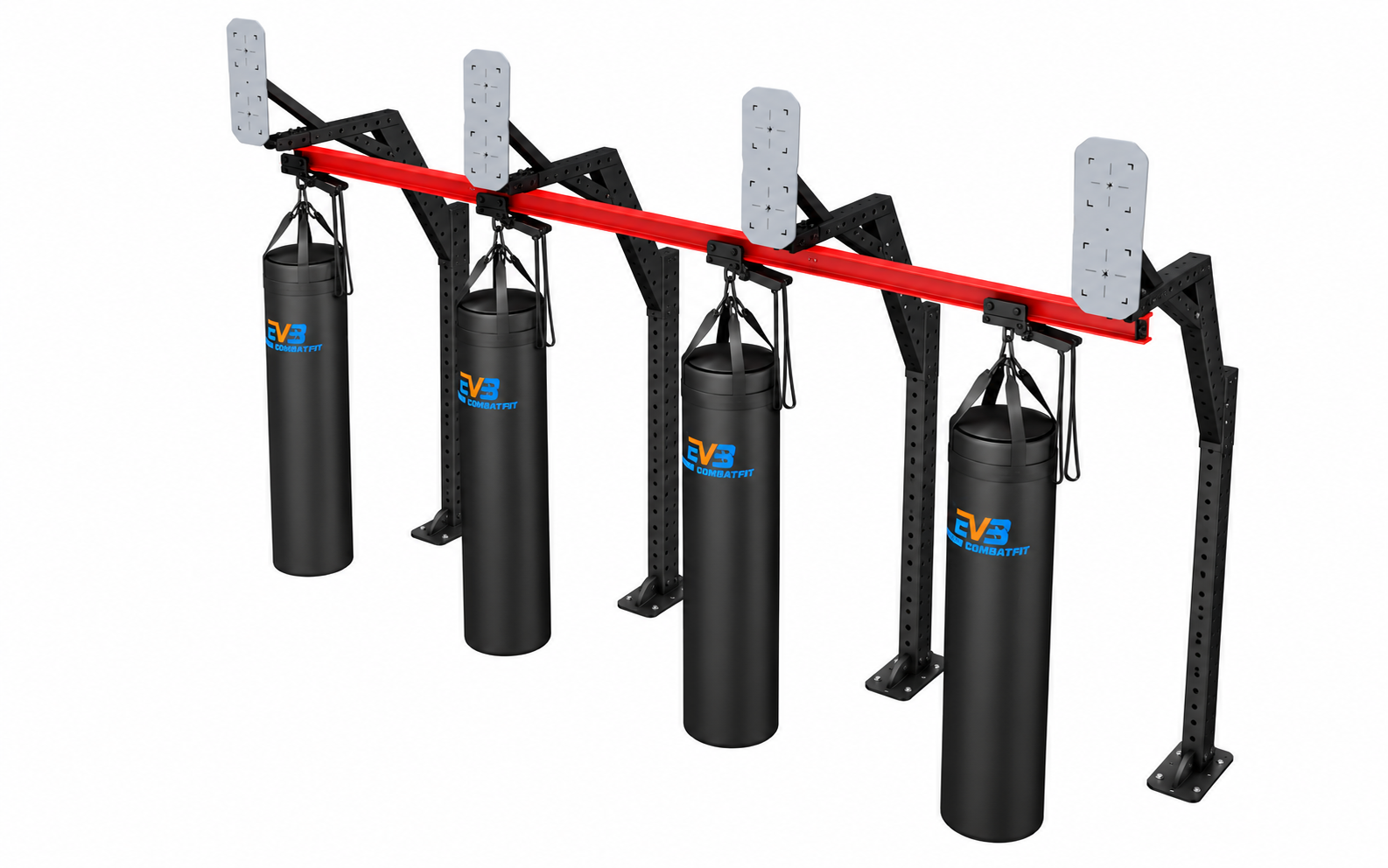 Four-station track-mounted heavy bag system